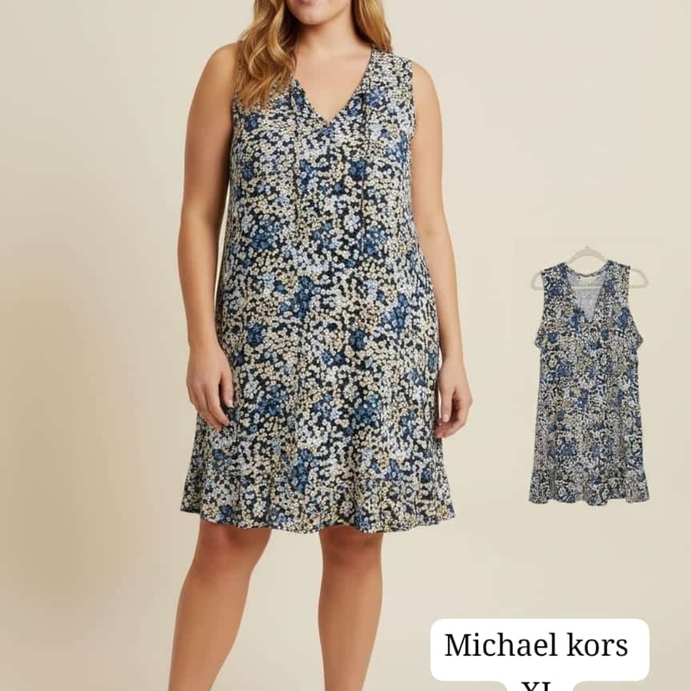 Michael Kors Navy and White Floral Dress